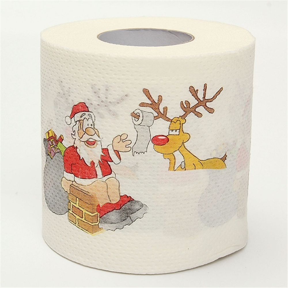 1 Roll Santa Claus Printed Merry Christmas Toilet Paper Tissue Table Room Decor Christmas Party Ornament DIY Craft Paper