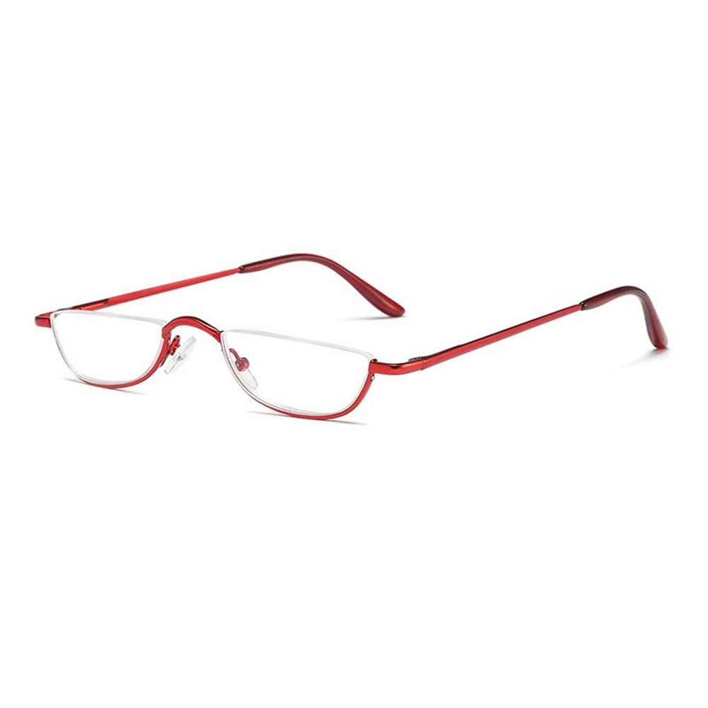 flexibel, tragbare lesebrille mit federscharnier, metall-halbrahmen ,  +1.00 ~ +4.0 dioptrien, halbmond-lesebrille: Weiß / +200