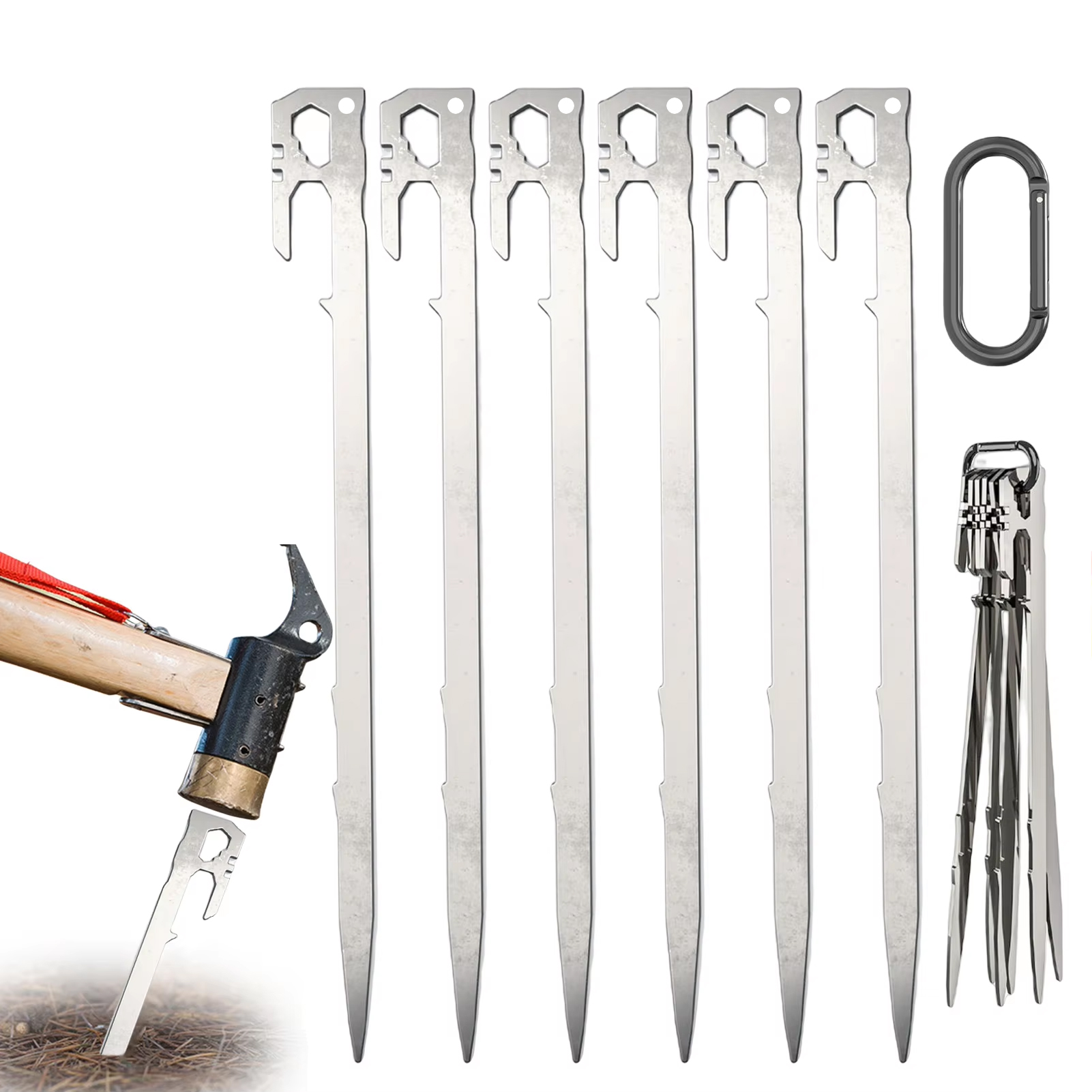 Camping Tent Stakes 6 Stuks Luifel Haringen 28 Cm Rvs Tuin Grond Nagel Strand Luifels Hangmat Trampoline accessoires