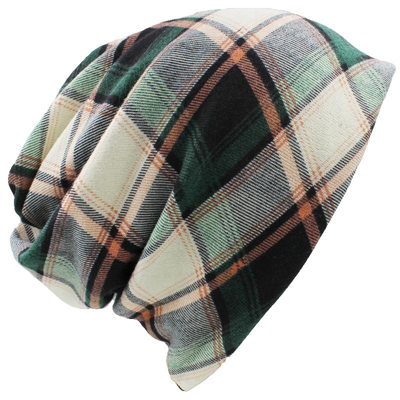 Altobefun merke høst vinter hatter for kvinner skullies og luer menn lue unisex rutete kontrast farge dame lue bht 022: Bht 082 grn