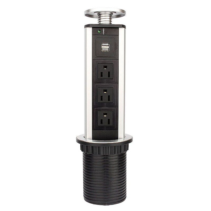 Us/eu -stik 3 stikkontakt 2 usb -opladningsport køkken kontorbord stationære stikkontakter udtrækkelige bordplader bordplade kontor hjemme