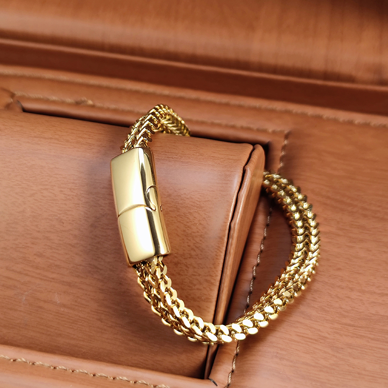 Pulsera de cadena dorada para hombres y mujeres, brazalete de eslabones cubanos de acero inoxidable, joyería de muñeca de de Hip Hop, 2025