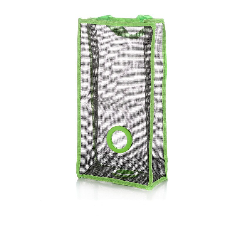 hanging breathable plastic grid garbage bag socks sundries storage organizers kitchen bathroom storage bag: Green / S