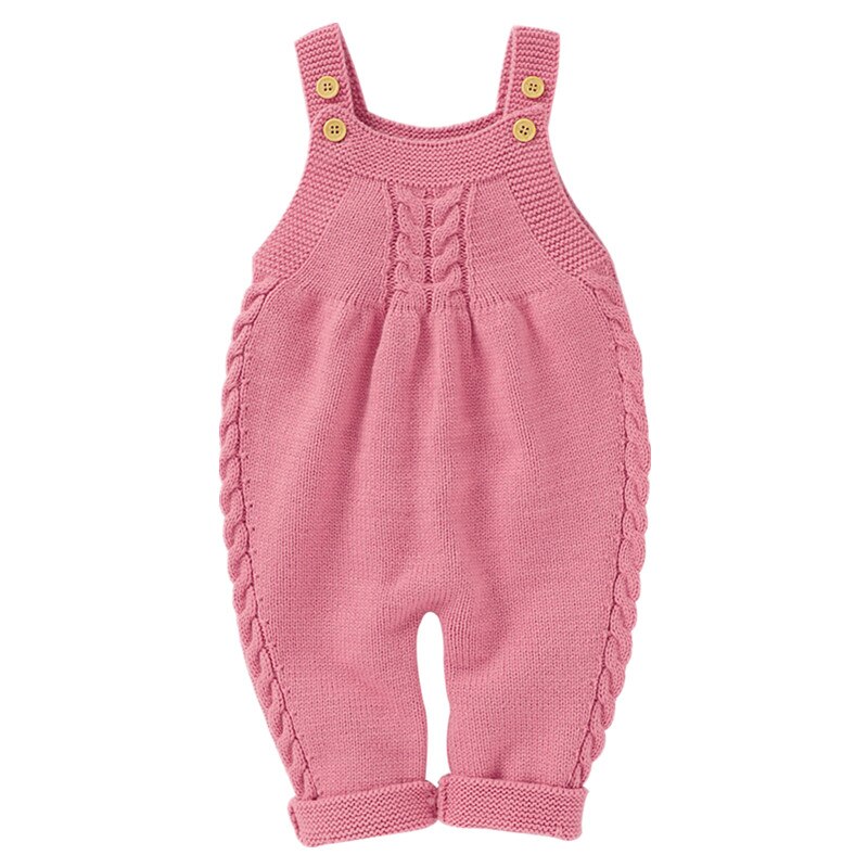 Bebê infantil meninos meninas de malha macacão sólido sem mangas estilingue botão design macacão solto unisex kitted outono inverno: Rosa / 12 m