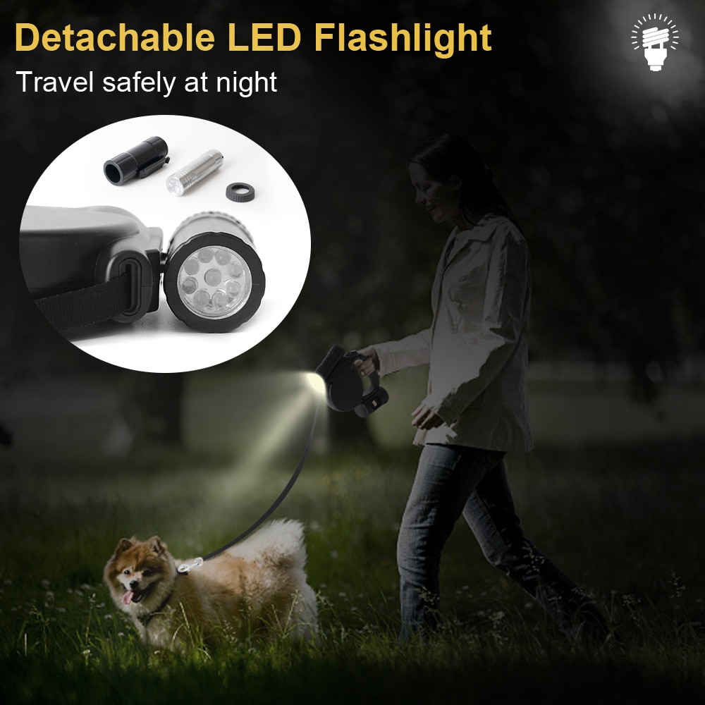 Versenkbare Hund Leine 4,5 M mit LED Taschenlampe Und Müll Tasche dauerhaft Nylon Hund leinen Für Kleine Mittelgroße Hunde