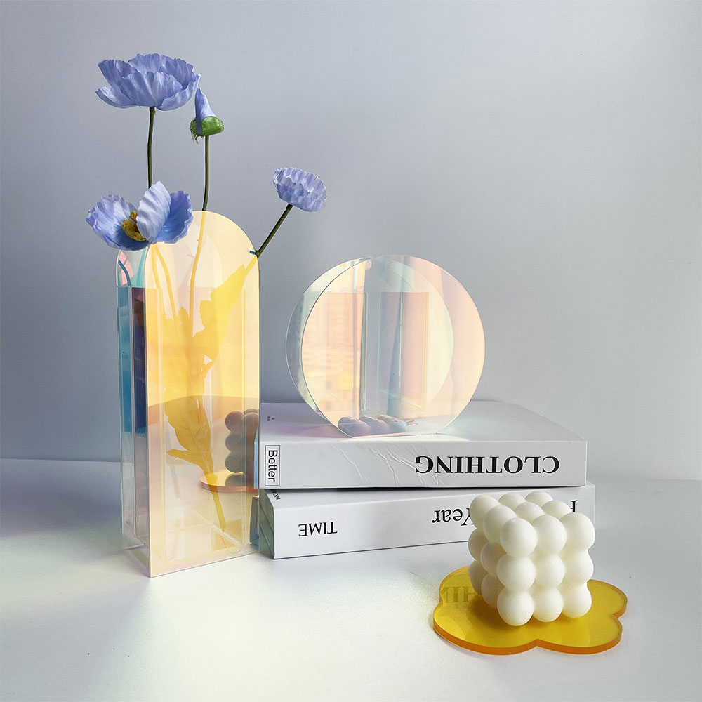 Acryl Vasen transparent Farbe Blumen- Container Dekorative Vase Hochzeit Party Heimat Büro Dekoration Vase