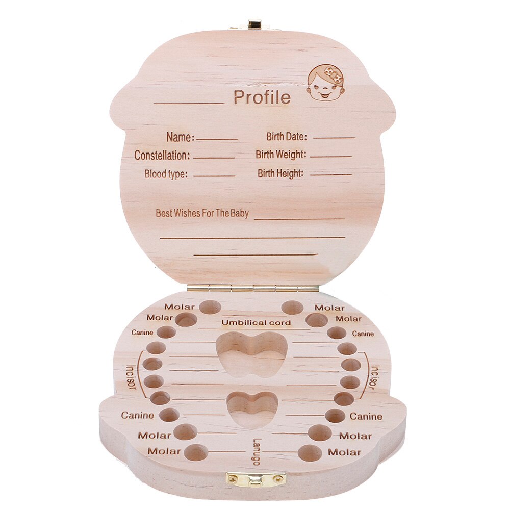 Baby groei souvenir doos gedrukt baby tand doos gekleurde houten: YYNV