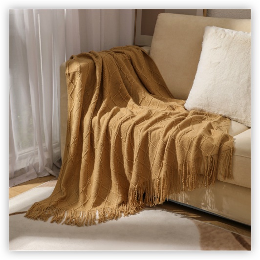 Textile City Knitted Throw Blanket Nordic Home Decorative Sofa Cover Chunky Plaid Bedspread for Winter 130x230cm: Queen / Gold