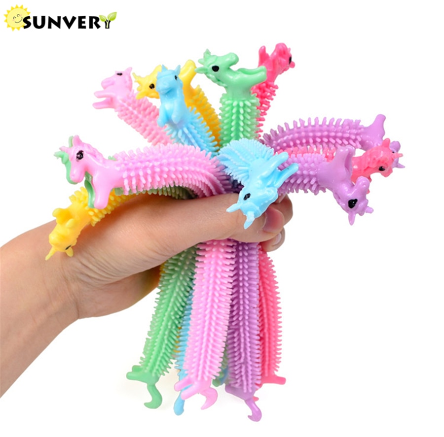 Unicorn Stretchy String Fidget Toys, Therapy Sensory Toys Anxiety Squeeze Monkey Noodles for Kids and Adults with ADD ADHD