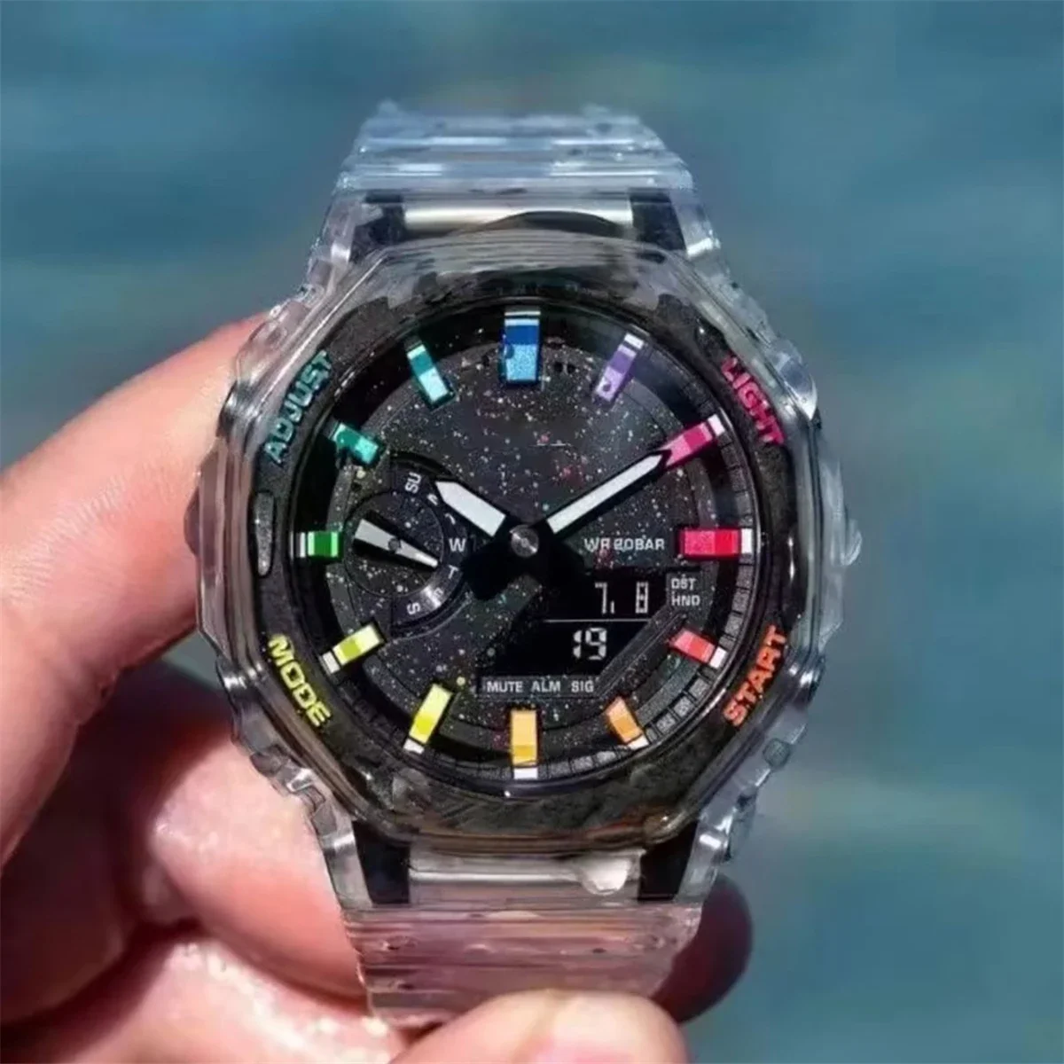 GA-2100 Men's Watch Waterproof and Shockproof Date G Sports Alarm Clock Multi SHOCK functional LED Dual Screen Watch: Yellow