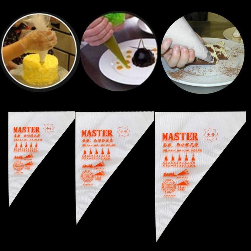 100pcs/bag Disposable Piping Bag Icing Nozzle Bottles Fondant Squeeze Dessert Tools Cake Plastic O2L1