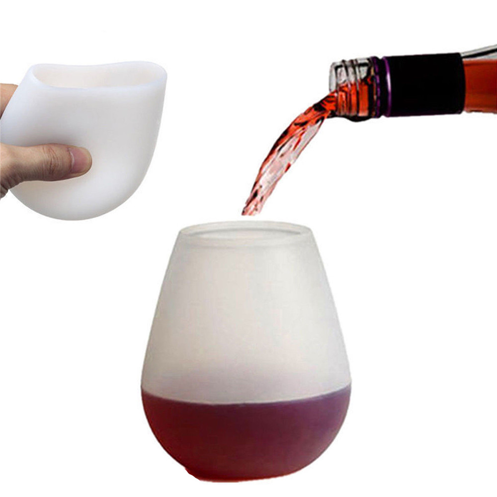 Taza de vino de silicona blanca irrompible para interiores al aire libre vasos de cerveza para fiestas portátiles Anti-Caída de viaje barbacoa Camping bebederos de agua 2