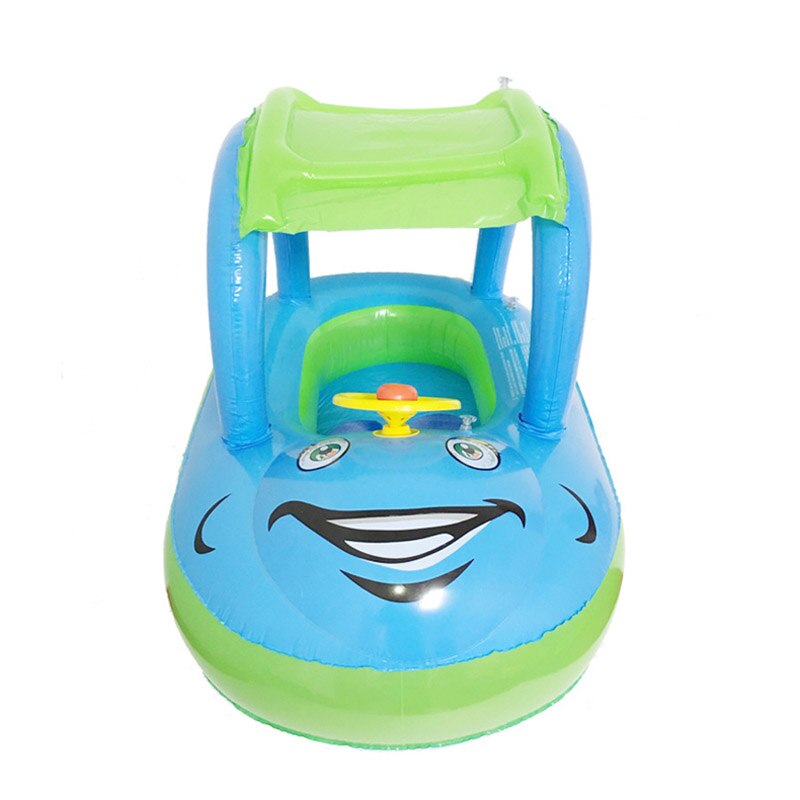 Opblaasbare baby peuter drijfstoel boot buis ring auto zonnescherm water zwemmen zwembad cartoon draagbare stoelen sec 88: Blauw