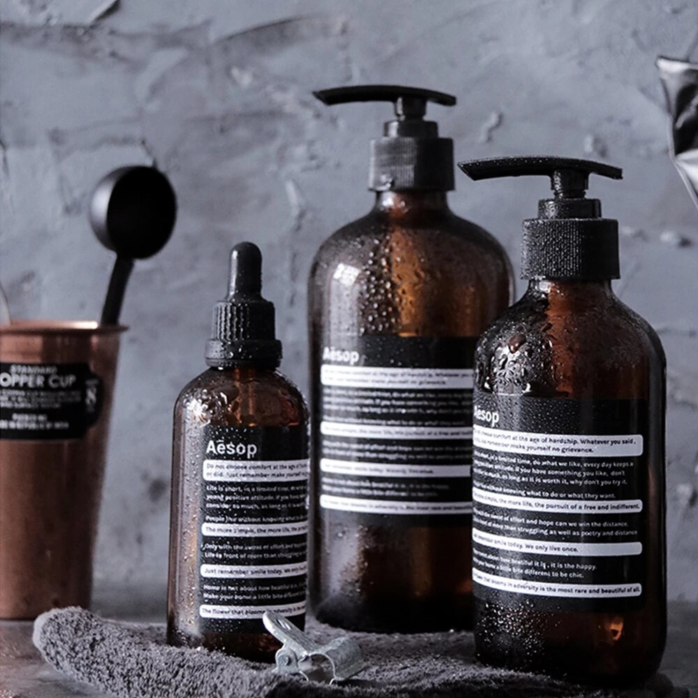 500ML Braune Flasche nordisch Glas Flüssigkeit Seife Spender Shampoo Flasche Für Flasche Dusche Gel Flasche Körper Waschen Haar Klimaanlage Kasten,seifenspender