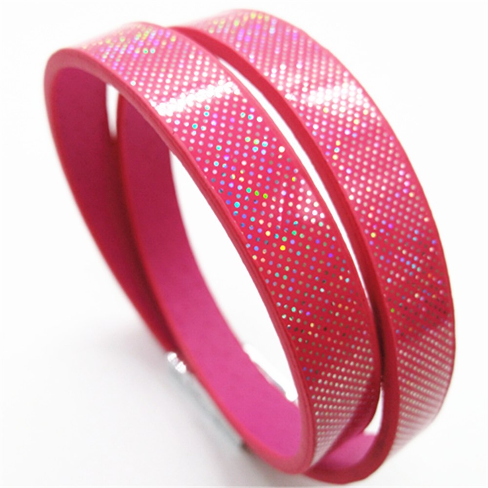 luxury Shinning Pink Purple Girl Sexy Trendy Classic Neon Cuff Bangle Leather Bracelets Women Female Jewelry Party