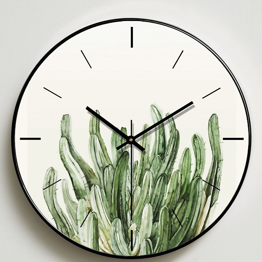 Wall Clock Antique Green Plant Digital Clock Quartz Wall Watches Home Decor Study Horloge Silent Clock W