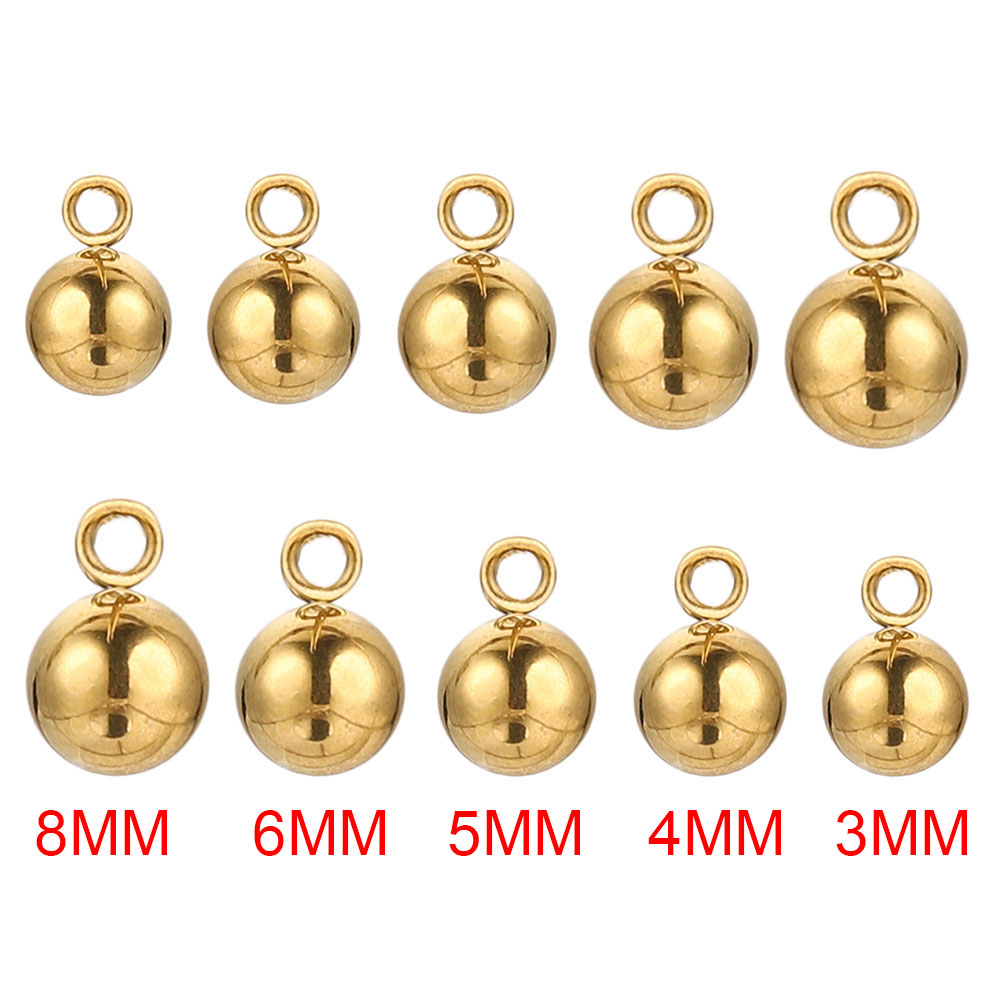 20pcs Lot 4/5/6mm Round Stainless Steel Beads Solid Ball Charms DIY Gold Plated Earrings Bracelet Jewelry Making Materials Craft