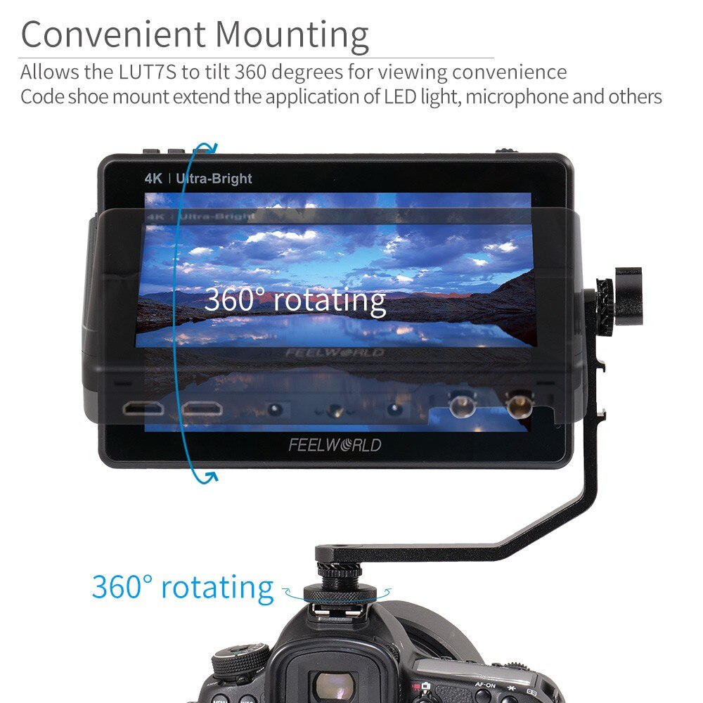 thumbnail image 2 of FEELWORLD T7 7 Inch IPS 4K HDMI Camera Field Monitor Video Assist Full HD 1920x1200 Solid 2 of 11