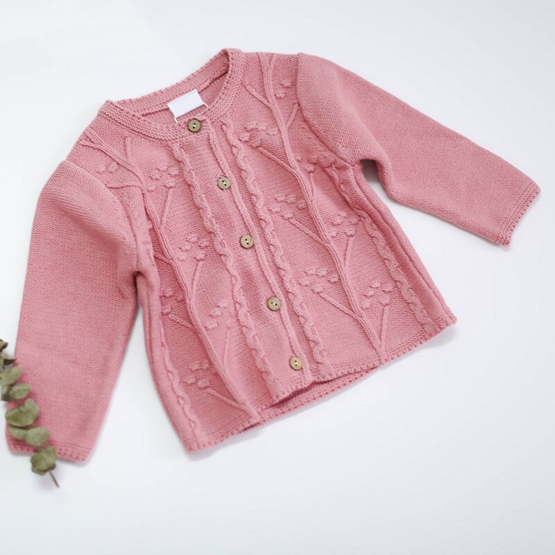 Herfst baby meisjes vest trui kinderen casual warme jas baby effen kleur geborduurde kleding jas 0-24m: Bn1600 roze / 18m