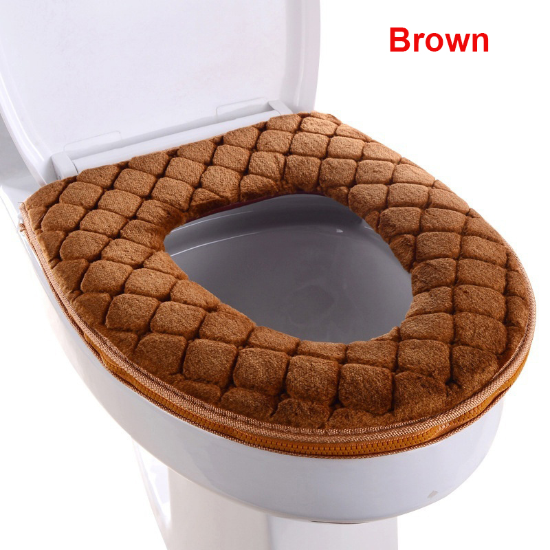 winter toilethoes pluche stoelhoes modellen waterdicht universeel model toiletring wasbare rits badkamermat toiletbril: Bruin