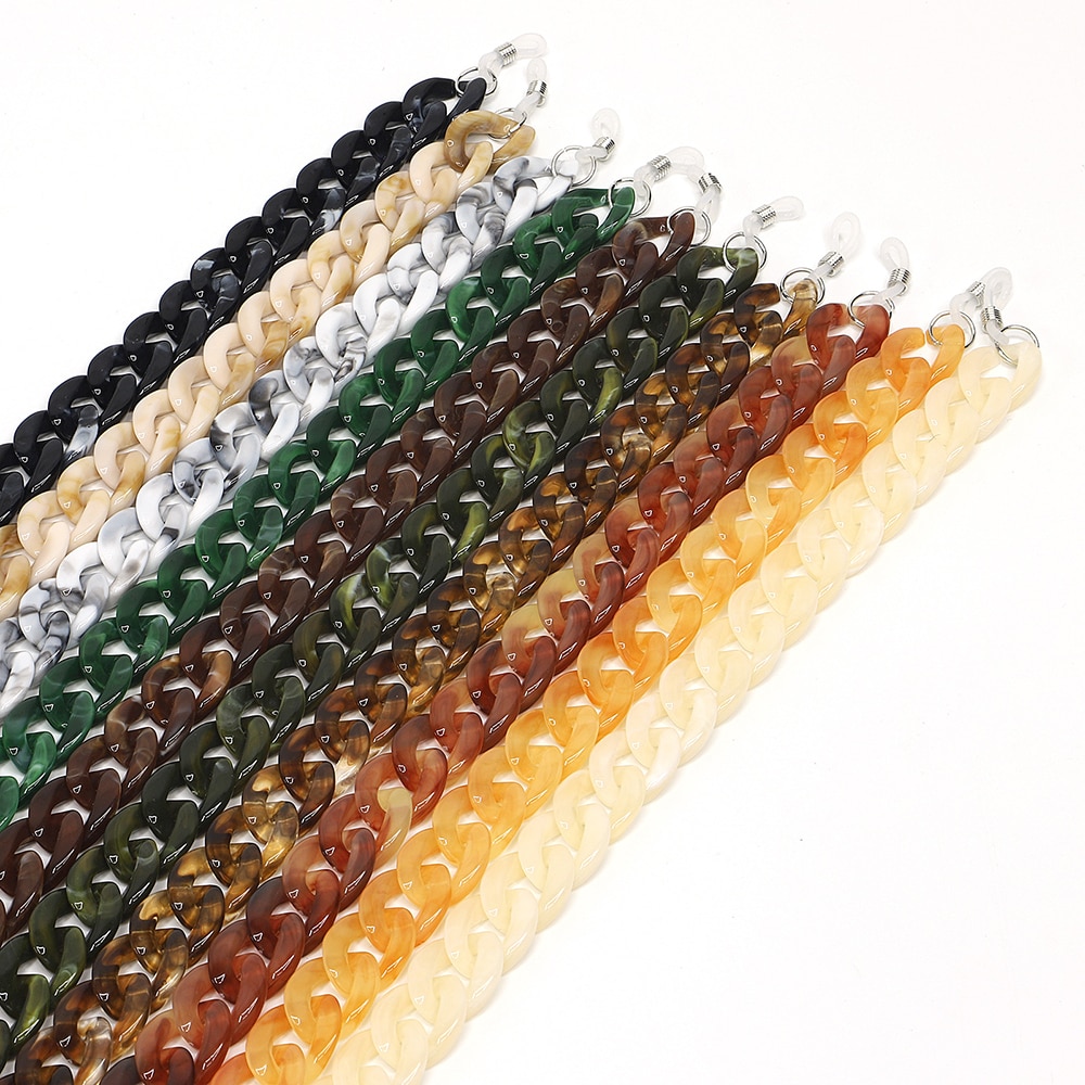 Chaînes de lunettes de soleil en acrylique marron larges pour femmes et filles, cordon réglable pour lunettes de lecture