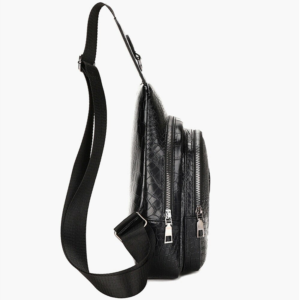 Mannen Vintage Pu Lederen Persoonlijkheid Krokodil Reizen Schouder Veelzijdige Ademend Comfortabele Schoudertas Messenger