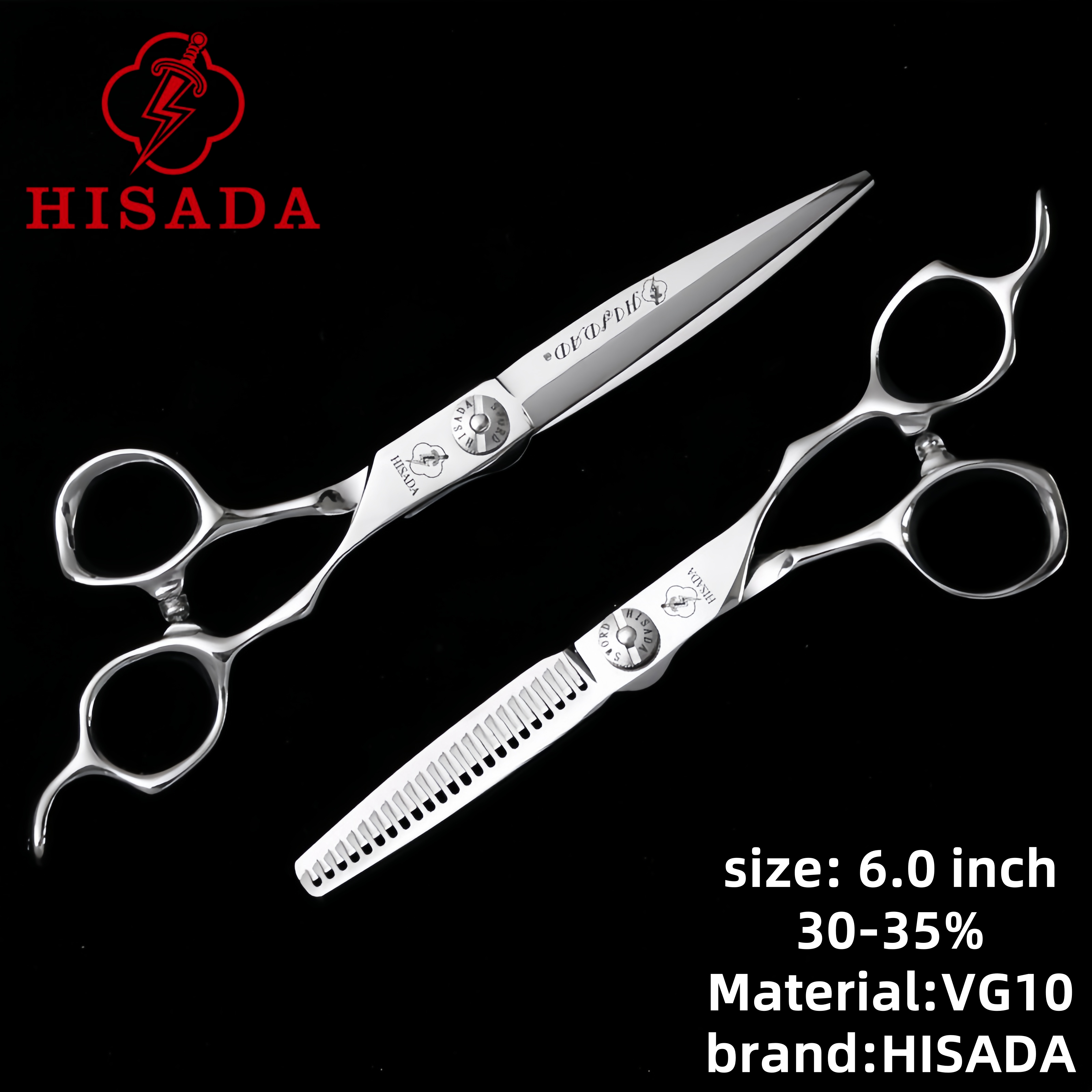 HISADA Highend Barber Zubehör Professionelle Friseurschere, 6,0 7,0 fortschrittliche Schere mit schwarzer Beschichtung, VG10 Kobaltstahl,: Himmel Blau