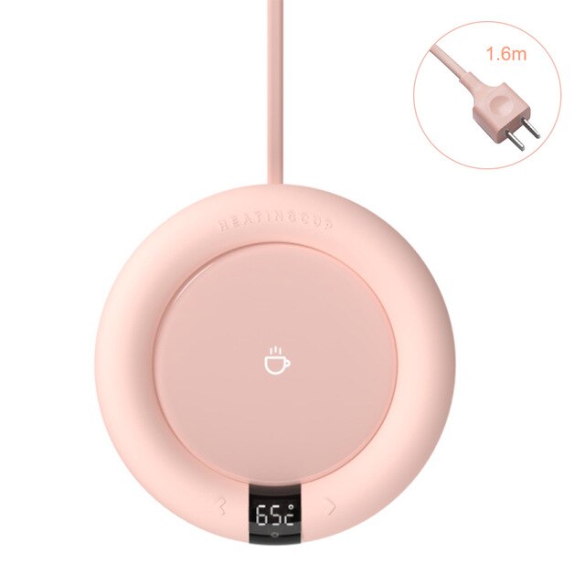 Mini Heating Coasters USB Charging Warmer LED Display Fast Heater 5 Levels Adjustment Constant Temperature Cup Warmer Mug Mat: light pink