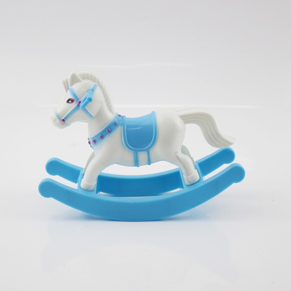 Mini caballo balancín de plástico pequeño modelo equilibrio muñeco caballo casa decoración juguete para jugar a las casitas niño chico chica