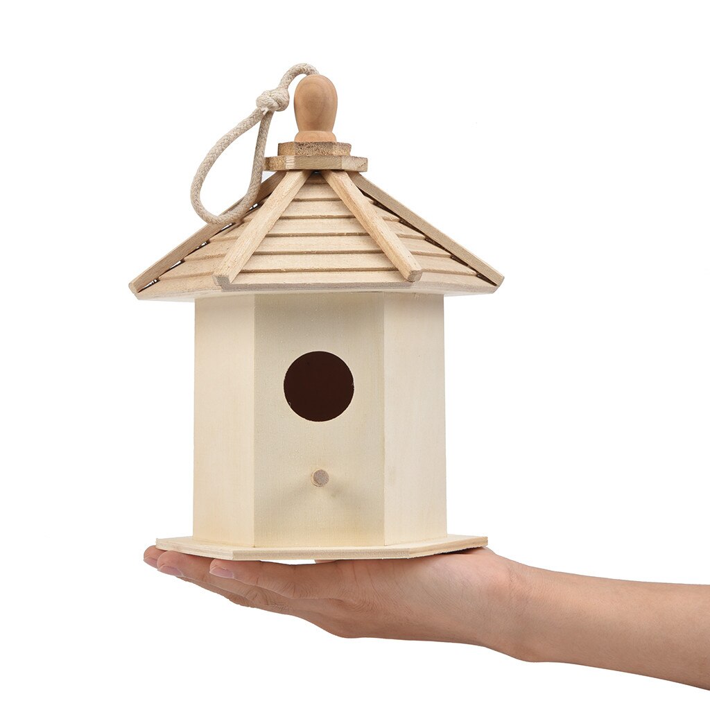 Wooden Nest House Bird Box Wall mounted Outdoor Birdhouse Wooden Box Birdhouse Round Door No graffiti Bird House Nest