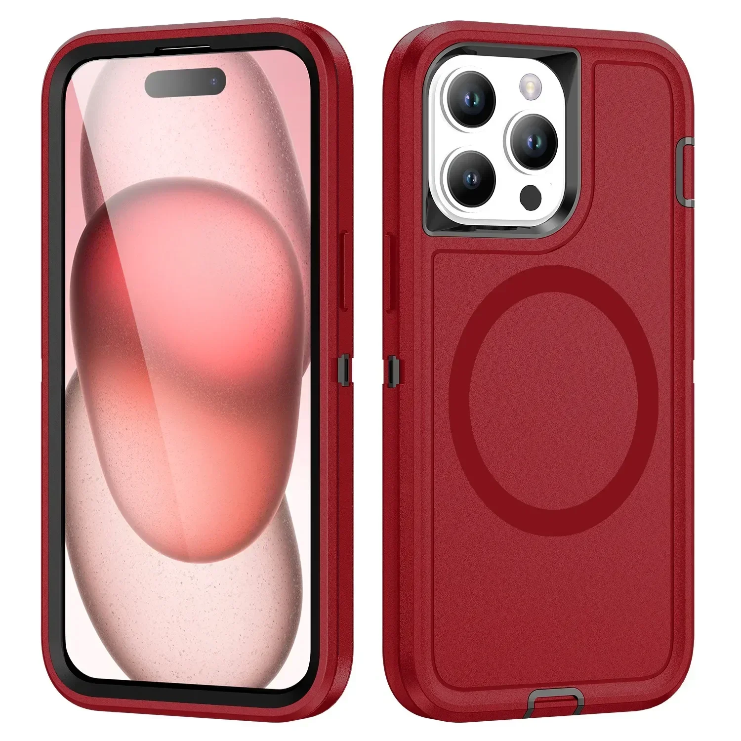 Otter Armor Defender Series Magsafe Case for IPhone 16 Pro Max 15 14 Plus Heavy Duty Shock Absorption Protective Silicone Rubber: Nylon / Brown