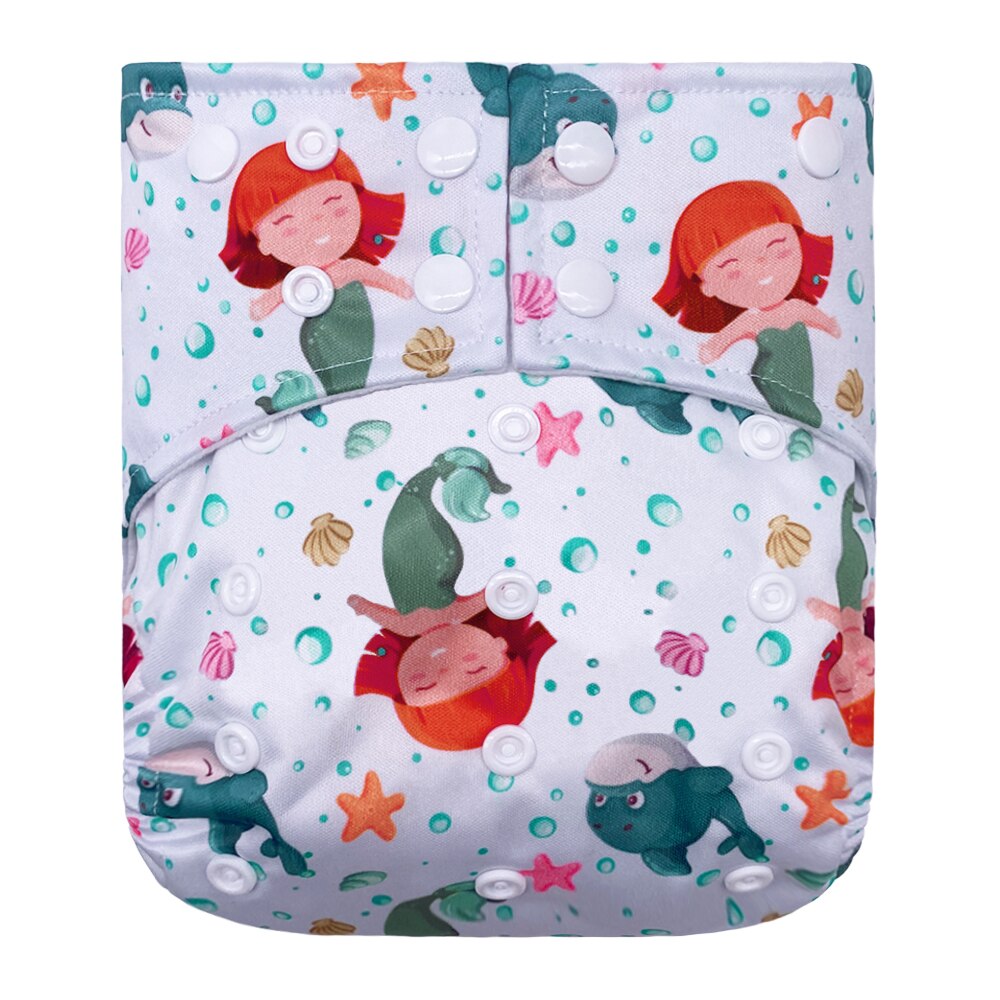 Goodbum Waves Printed Washable Adjustable Double Gusset Square Cloth Nappy For Baby Diaper: D34