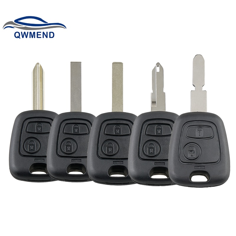 QWMEND-mando a distancia para llave de coche, 2 botones, Fob, para Citroen C1, C2, C3, C4, Saxo, Picasso, Xsara, Picasso, Peugeot 106, 206, 306, 307, 107, 207, 407