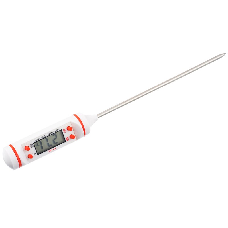 Digitalt madtermometer lang sonde elektronisk kogetermometer til kage suppe stege bbq kød til køkken med batteri: Hvid intet batteri