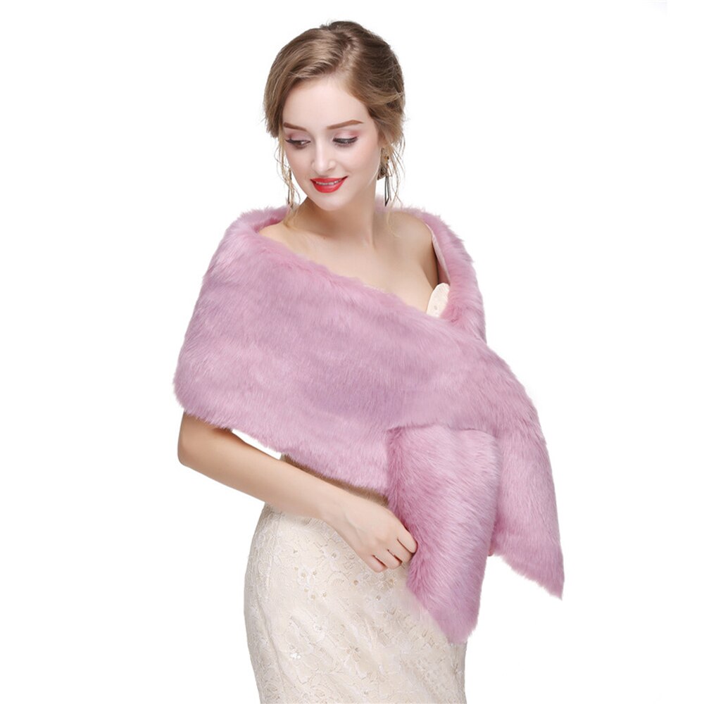 Thermische Thicken Wedding Bridal Wrap Faux Fur Winter Warm Vrouwen Sjaal Roze Elegante Outdoor Cape Dagelijks Lady Party Sjaal Gratis size