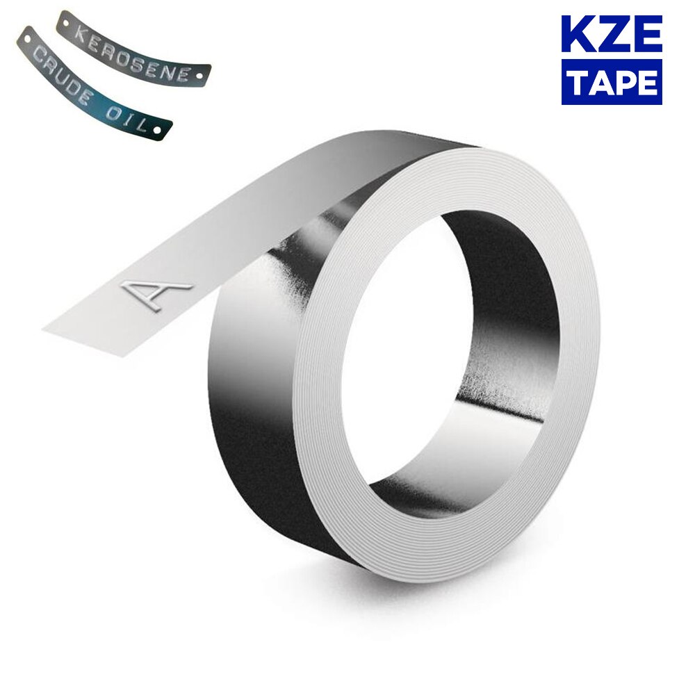 2pcs 3D En Aluminium/Acier Gaufrage Adhésif 12mm Bandes d'étiquettes avec Métal Compatible pour 31000 32500 35800 Dymo rhino M1011