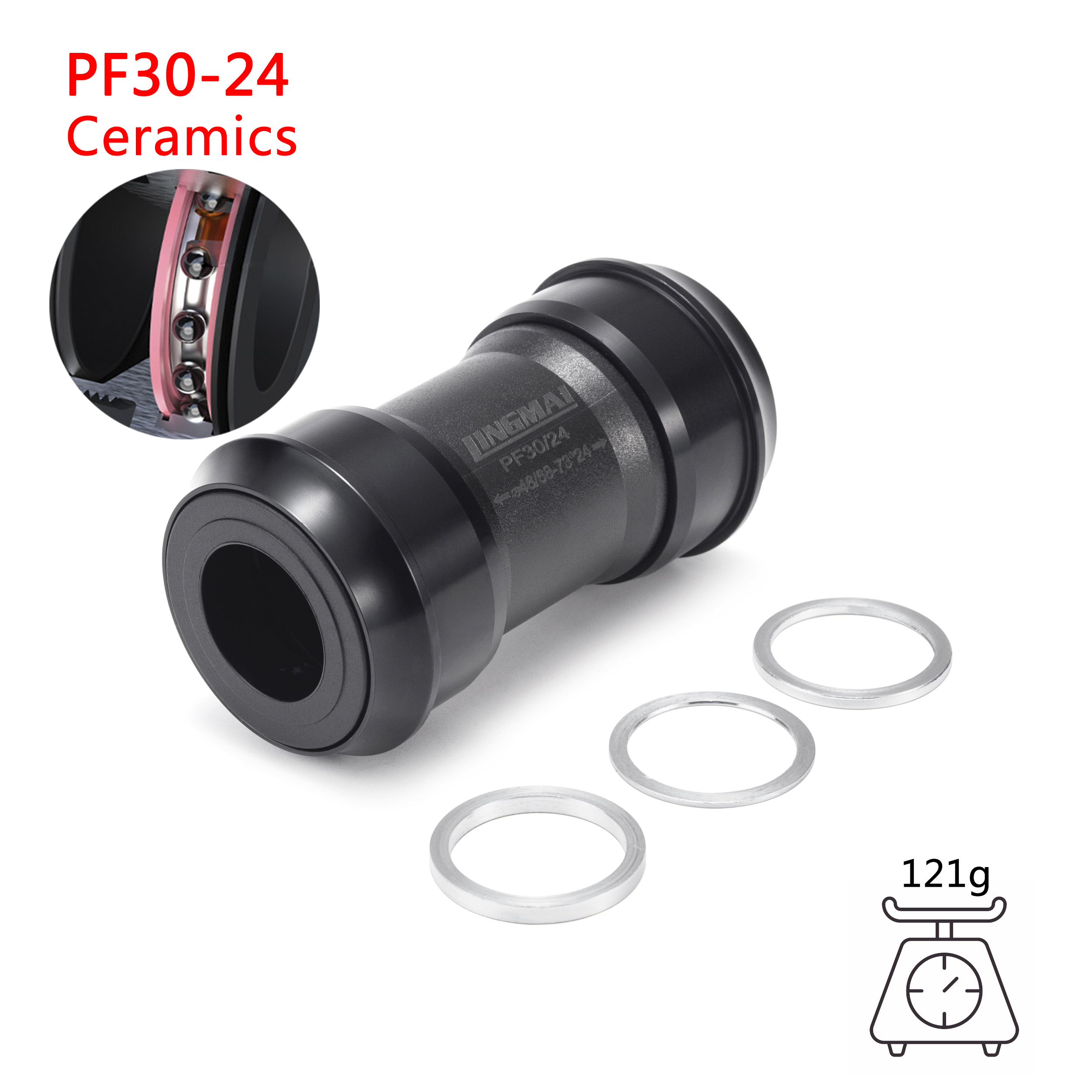 Suporte inferior de bicicleta, rolamento cerâmico bb pf30 bb86 bb386 bb30 para mountain road bike, movimento central dub: Branco