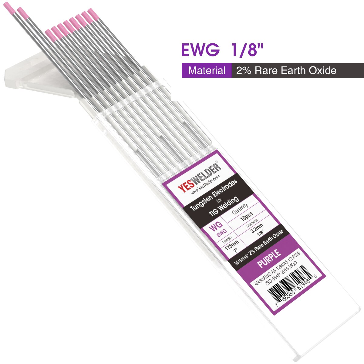 YESWELDER 10pk TIG Welding Tungsten 3.2*175mm WP WT20 WC20 WL15 WL20 WX: WX-3.2