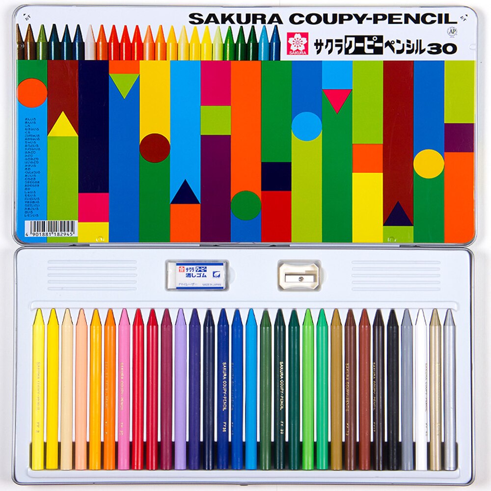 SAKURA18/30/60 Color Kindergarten Children's Crayons Safe And Washable Tin Box Set School Stationery: 30 Color