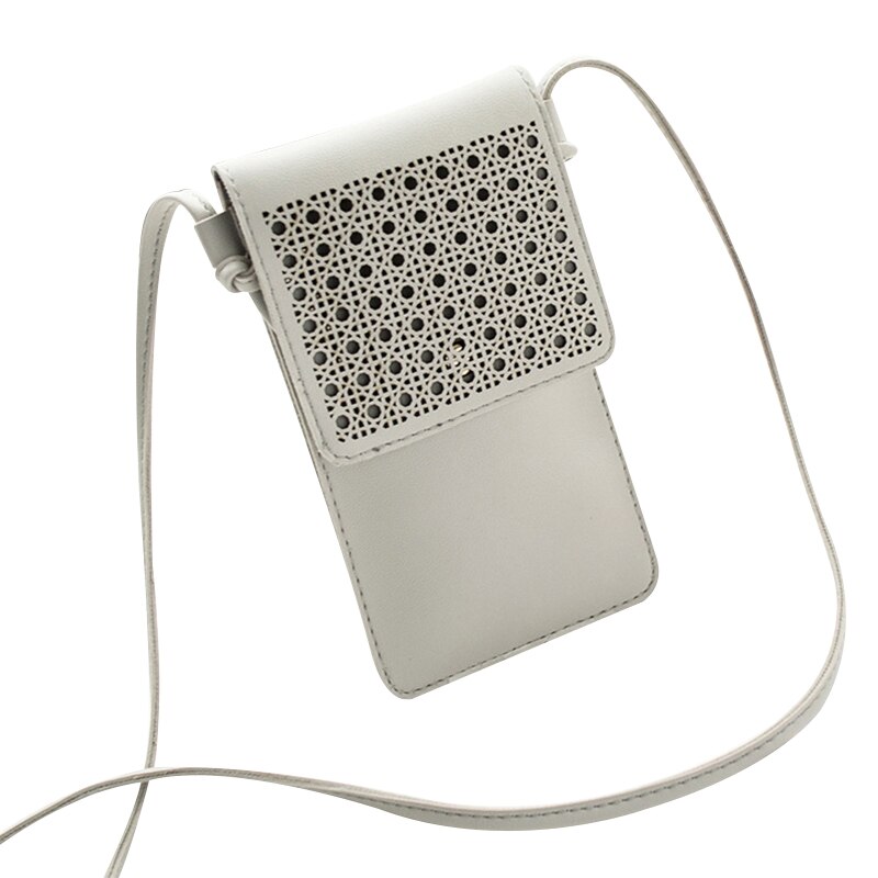 Mini sac bandoulière pour téléphone portable, pochette pour écran tactile, fenêtre transparente, DIN889: Gris clair