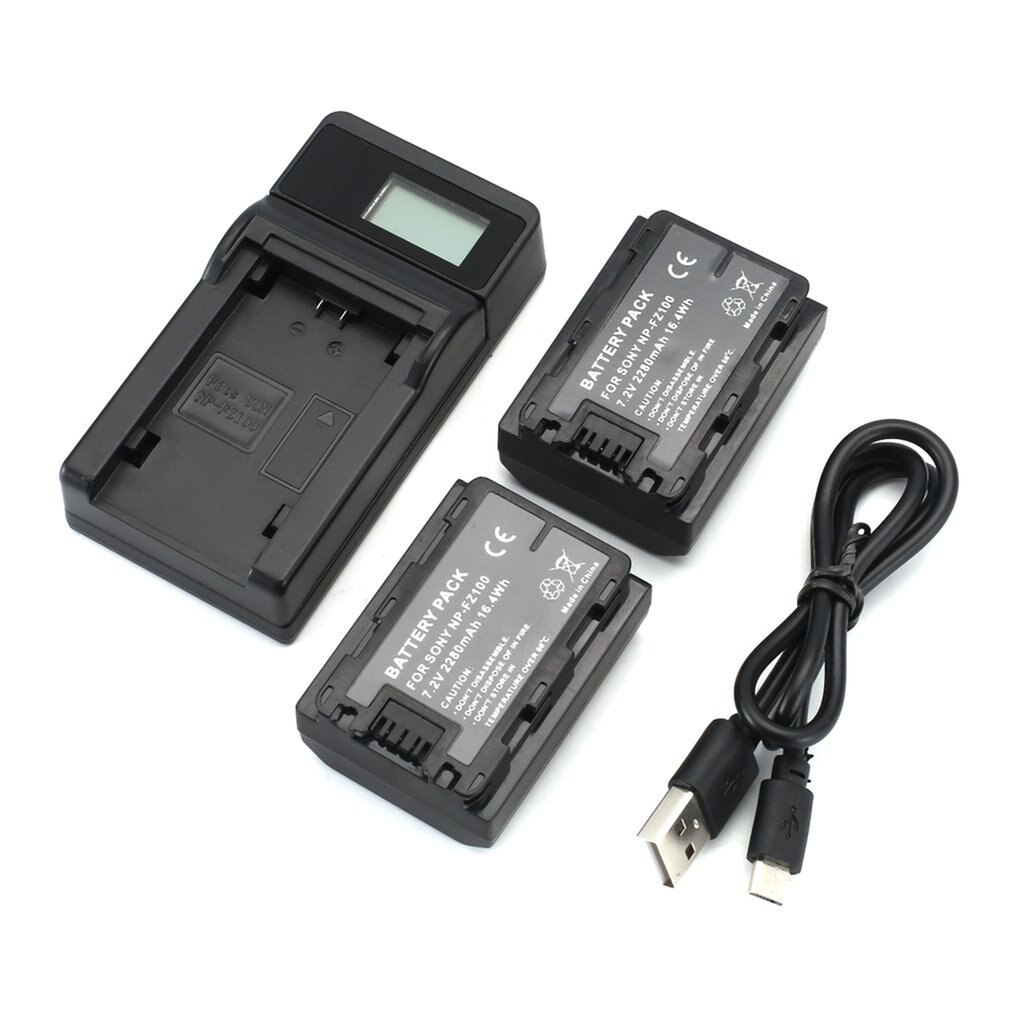 For Sony NP-FZ100 Model Two Batteries With LCD Display Screen USB Single Charge And USB Cable Practical Parts