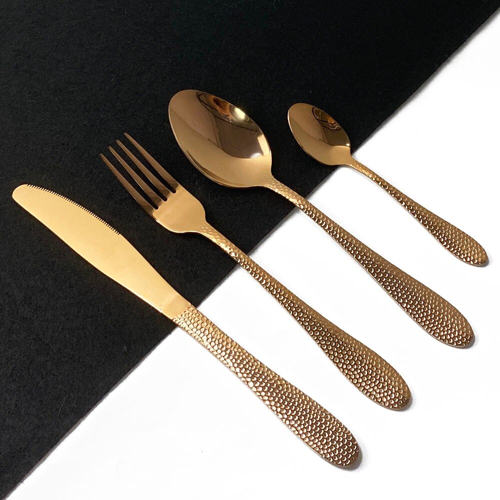 16/24 st servis 304 bestickset i rostfritt stål regnbågsservis hem kök gaffel sked knivset bestick set