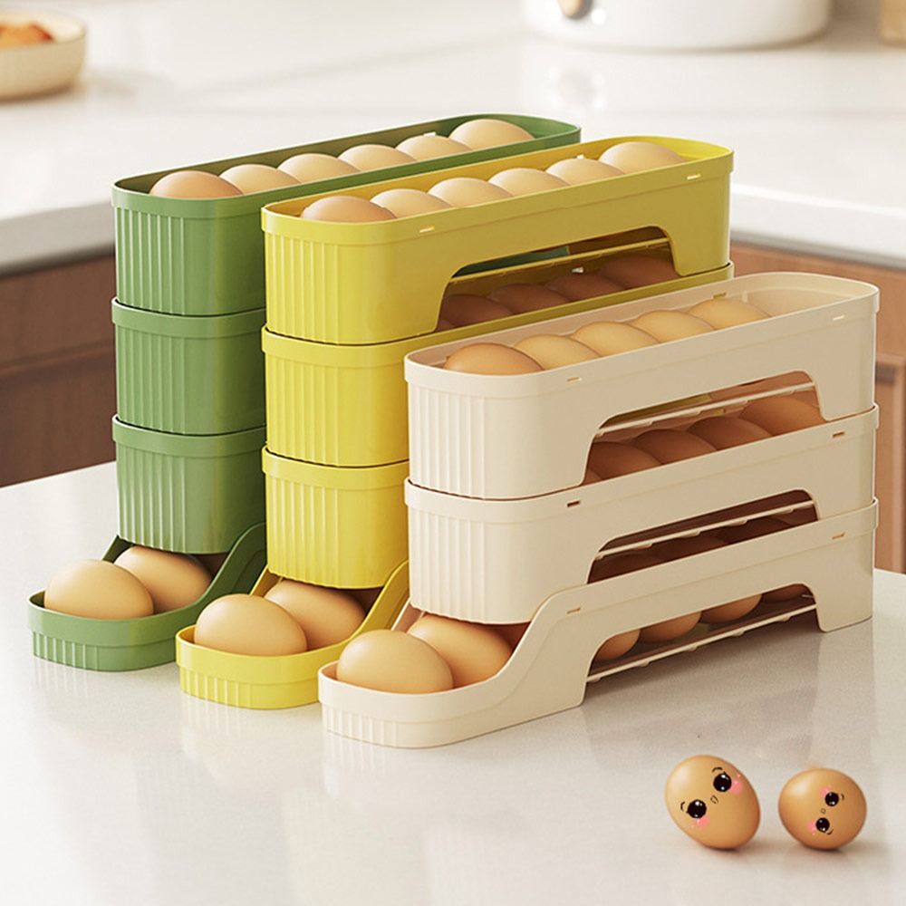 Durable Slide Organizer Automatic Egg Roller Large Capacity Space Saving Egg Roller Rack Egg Dispenser Kitchen