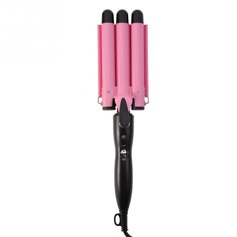 Hair Curling Iron Ceramic Triple Triple Pipe Hair Curler Egg Roll Hair Styling Tools Hair Styler Wand Curler Irons: 22mm / US