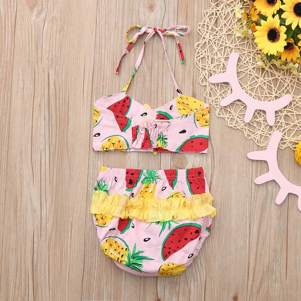 CHAMSGEND Kinder Kinder Mädchen Bikini Strand Wassermelone Druck Badeanzug + Shorts Kleinkind Bademode Set Bebek Mayo 19MAY19 P35
