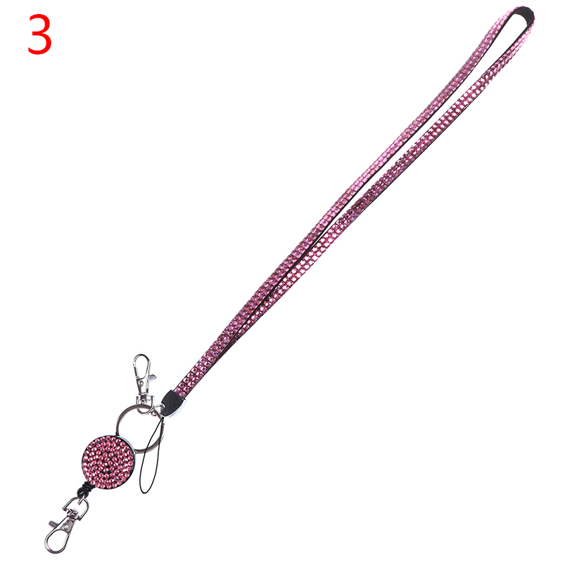 1Pc Lanyard Crystal Rhinestone Mobile Phone Neck Strap Key Holder Rhinestone Lanyard Badge Reel 11 color: A3