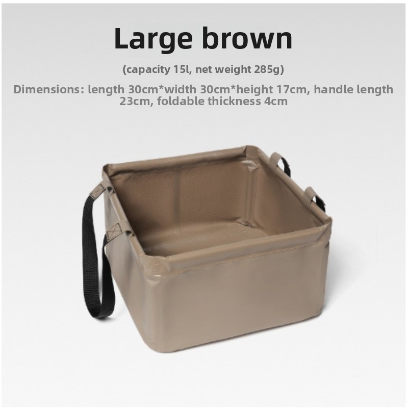 1 STKS Outdoor Opvouwbare Gootsteen Draagbare PVC Emmer voor Camping Opvouwbare Opslagcontainer met Grote Capaciteit Reizen Wandelen: Bruin