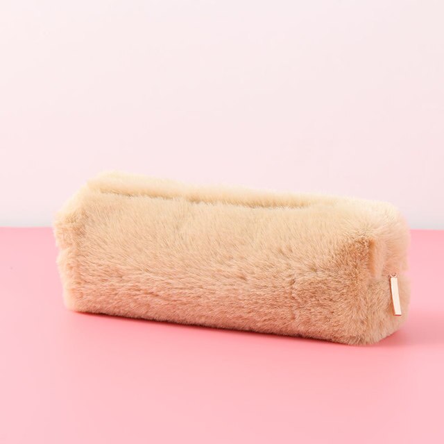 Estuche para lápices Kawaii, estuche de pelo bonito Color rosa, estuche para lápiz de Color sólido para niñas, estuche para lápices, Papelería, Material Escolar encantador: 309