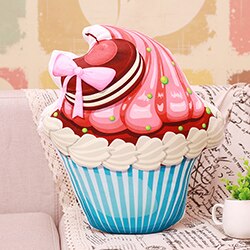 Oreiller en peluche rose pour tasse, Fruits, cerises, Biscuit, Cholocate, cœur rouge, gâteau, décoration pour dames pour filles: M Blue cup cookie