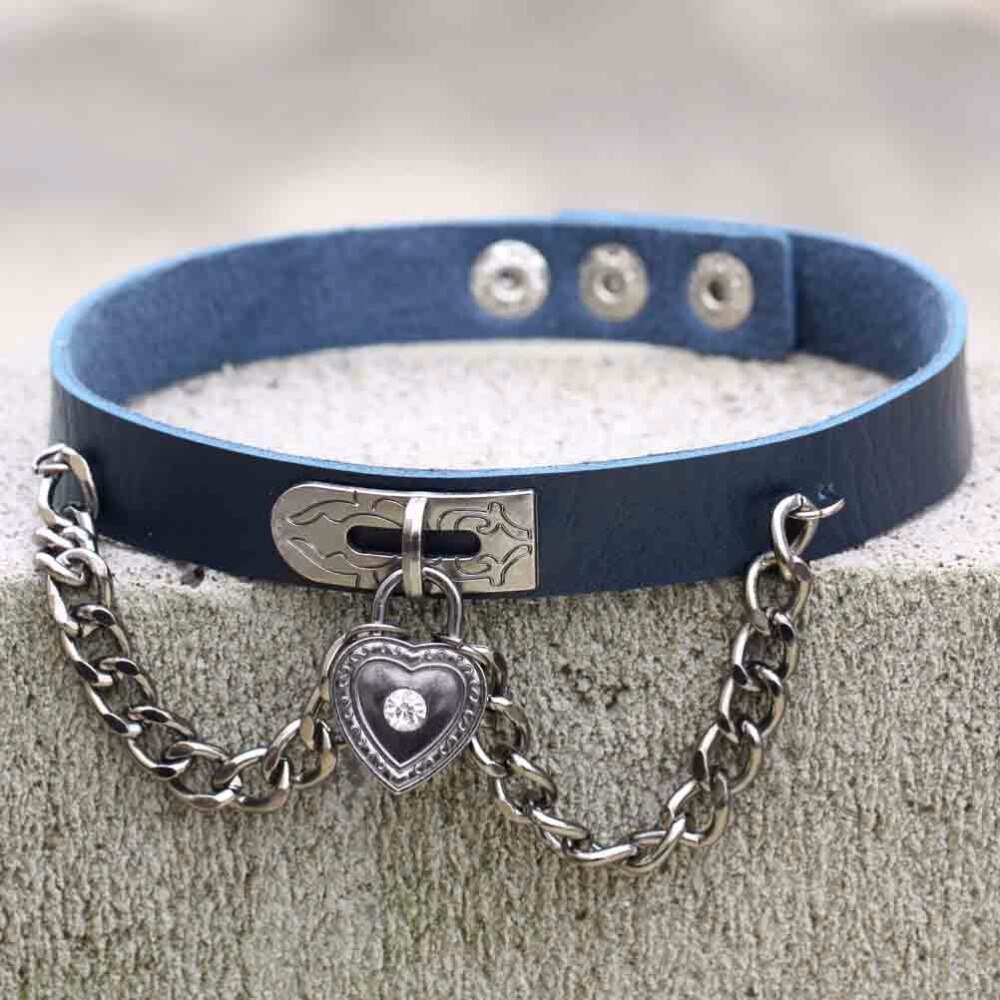 PU leather choker heart accessories Cool vintage necklace women Handmade Choker Necklace Goth Jewelry